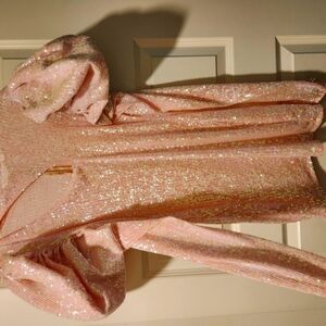 Pink Sequin Dress with Puff Sleeves